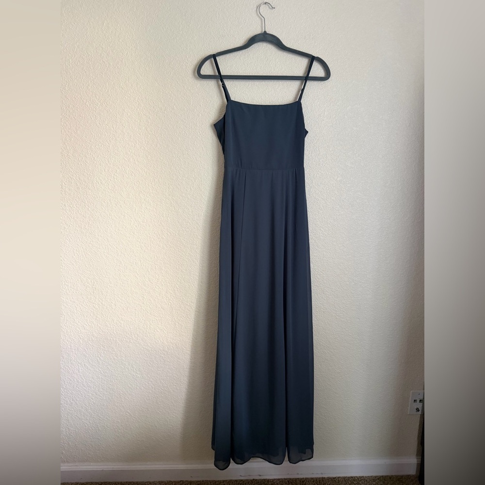 Show Me Your MuMu Lauren Tie Back Maxi Dress S Slate Blue - Picture 2 of 11